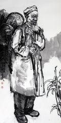 马未定作品赶集的老人