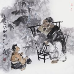 陈燕侬作品童叟闲聊图2