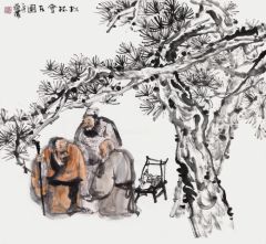 陈燕侬作品松林会友图