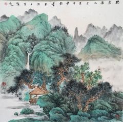 韦韬作品听泉图