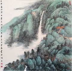 韦韬作品天寒远山净 日暮长河急