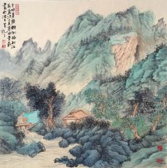 韦韬作品分明峰头树 倒插秋江底