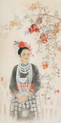 崔虹作品榴红-侗族