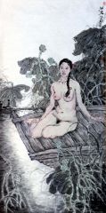类维顺作品荷塘浴女
