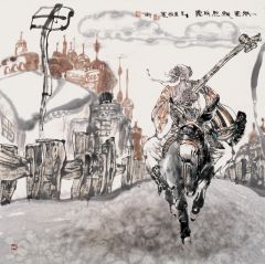 刘选让作品一丝云飘照晚霞