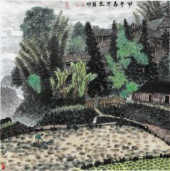 罗彬作品山村春色—四斗坪张家湾写生之一