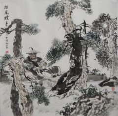 赵国毅作品松风读书图