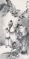 何军委作品观鱼图