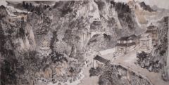 孙鸿庚作品门前风景雨来佳