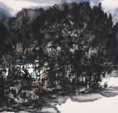 熊红钢作品溪石上居12
