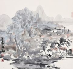 熊红钢作品溪石上居11