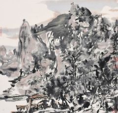 熊红钢作品溪石上居10