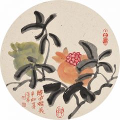 刘俊京作品院中榴美