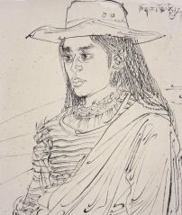任惠中作品藏族线描人物写生