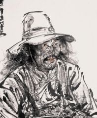 任惠中作品藏族水墨人物写