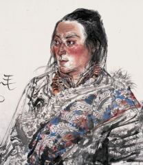 任惠中作品藏族水墨人物写