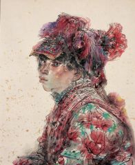 任惠中作品白彝族水墨人物写生（局部） 