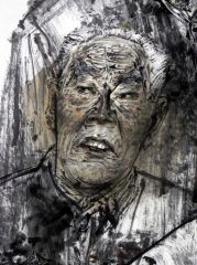 任惠中作品为老红军肖像局部之一