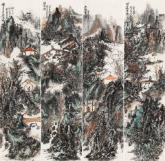 李玉民作品山水四条屏