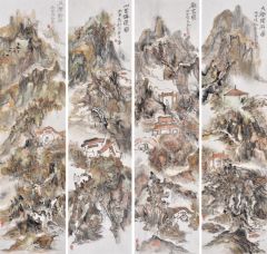 李玉民作品山水四条屏