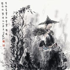 王家训作品老眼看书起春雾　醉眠听雨响秋涛