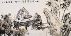 陈燕侬作品闲心品茶篱菊黄