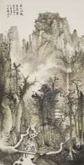 周扬波作品溪山雨后百泉留