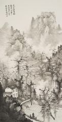 周扬波作品家山烟雨图