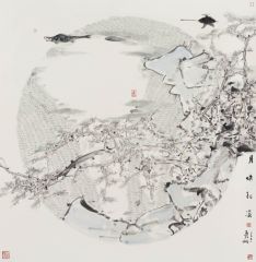 熊红钢作品月映松溪