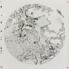熊红钢作品岩上有鱼
