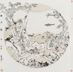 熊红钢作品松岩观鱼