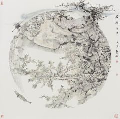 熊红钢作品石涧寻鱼