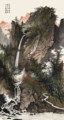 周扬波作品秋山飞瀑图